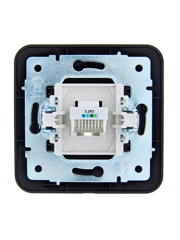 Розетка телефонная евро 1-м СП ASTI IP20 RJ11 в сборе черн. бархат LEZARD 7081-4242-137