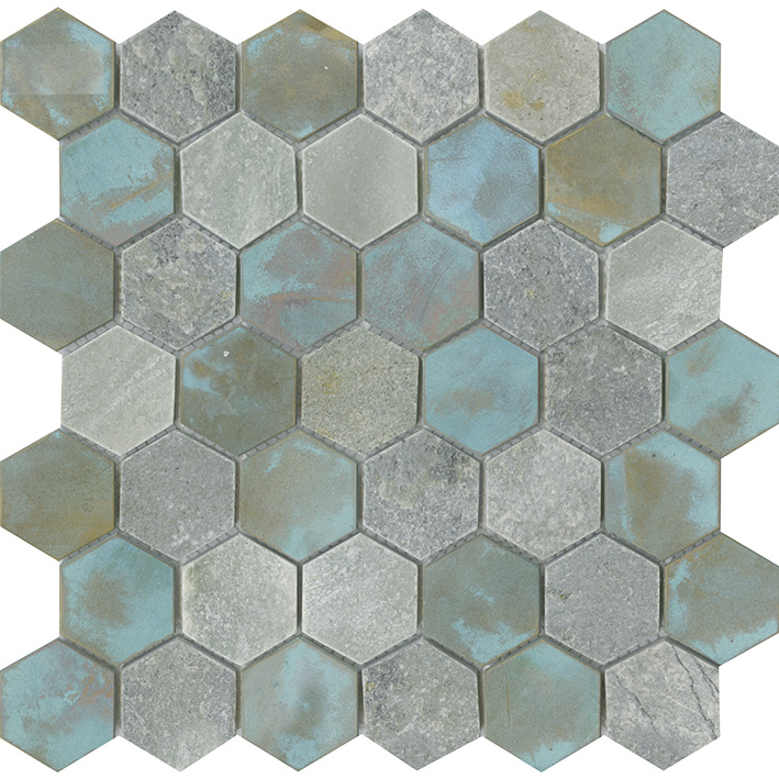 Worn Hexagon Verdigris 30x30,5x0,8