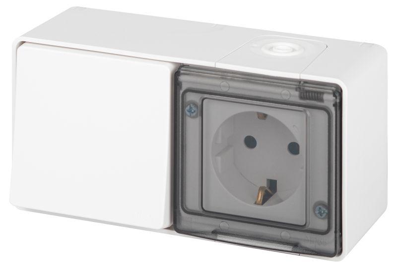 Блок розетка с выключателем Эксперт 11-7501-01 IP55 16А (10AX)-250В ОУ бел. Эра Б0063288