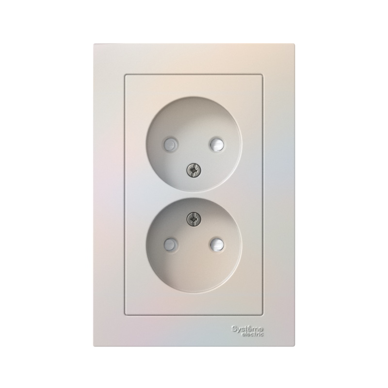 Розетка 2-м СП AtlasDesign 16А IP20 без заземл. защ. шторки в сборе жемчуж. SE ATN000422