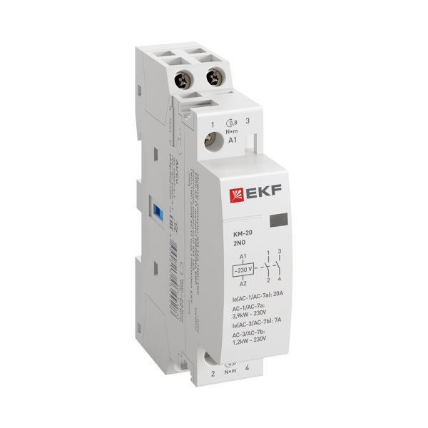 Контактор модульный КМ 20А 2NО (1 мод.) EKF km-1-20-20