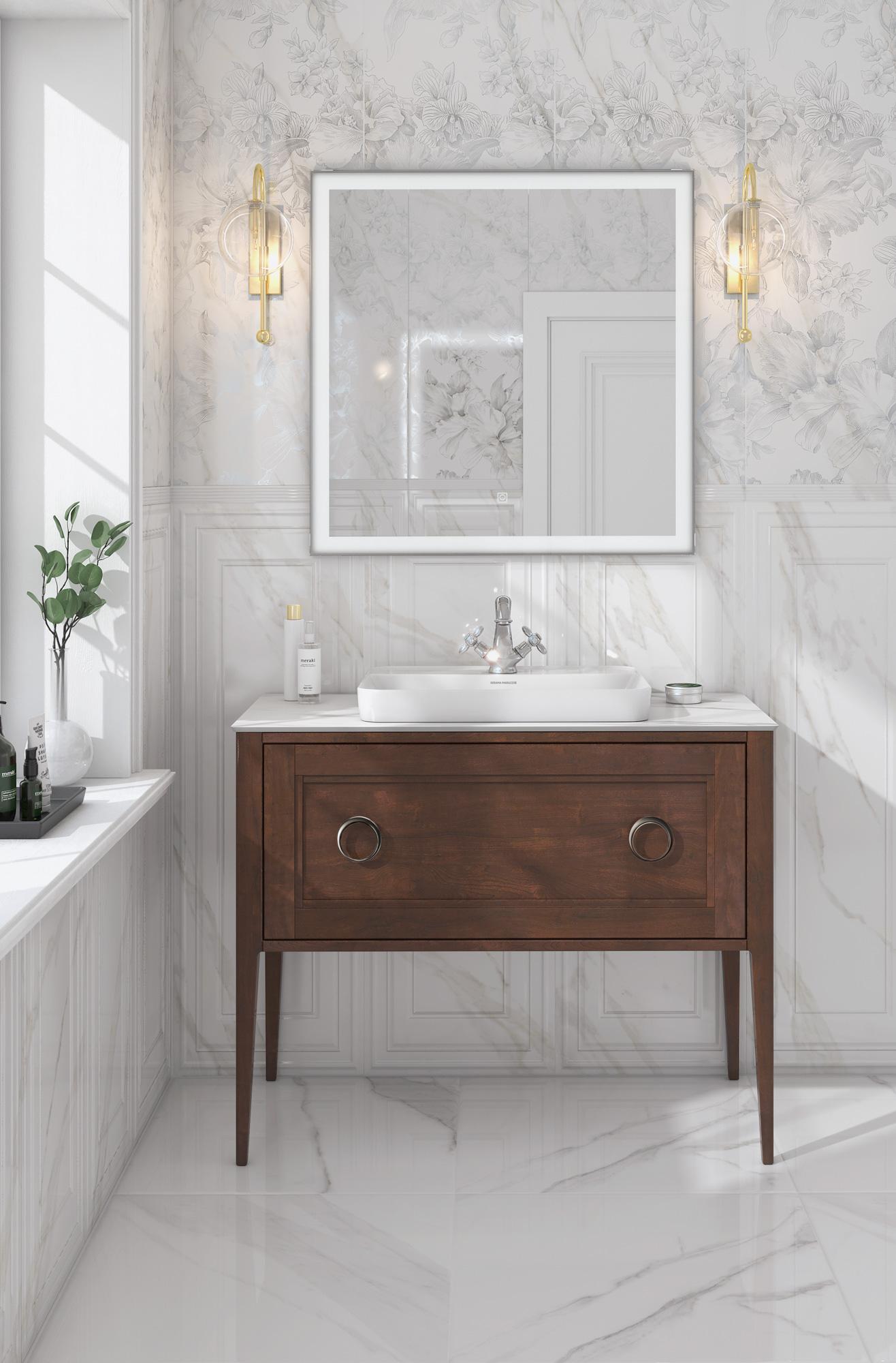 Тумба PLAZA Classic NEO напольная 1+1 ящик 100, орех матовый