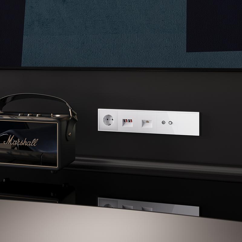 Розетка акустическая 4-м СП S70 механизм бел. глянцевый Voltum VLS060301