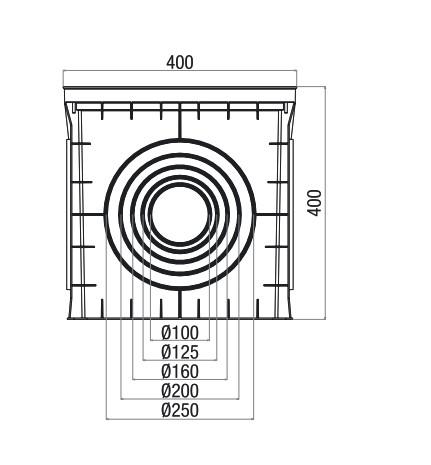 Коробка распределительная 400х400х400мм 4 вывода без крышки пластик сер. Cetinkaya Pano CP404041