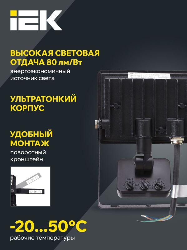 Прожектор светодиодный СДО 06-30Д 6500К IP54 с ДД черн. IEK LPDO602-30-65-K02