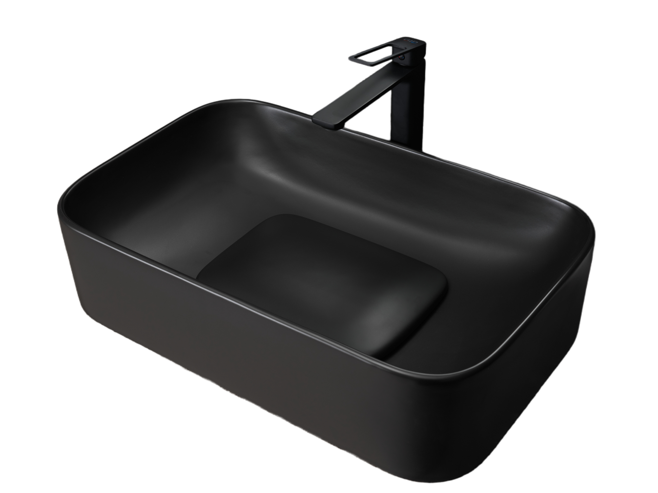 Раковина Gid Bm9598 53365 накладная черная матовая 61x38x15