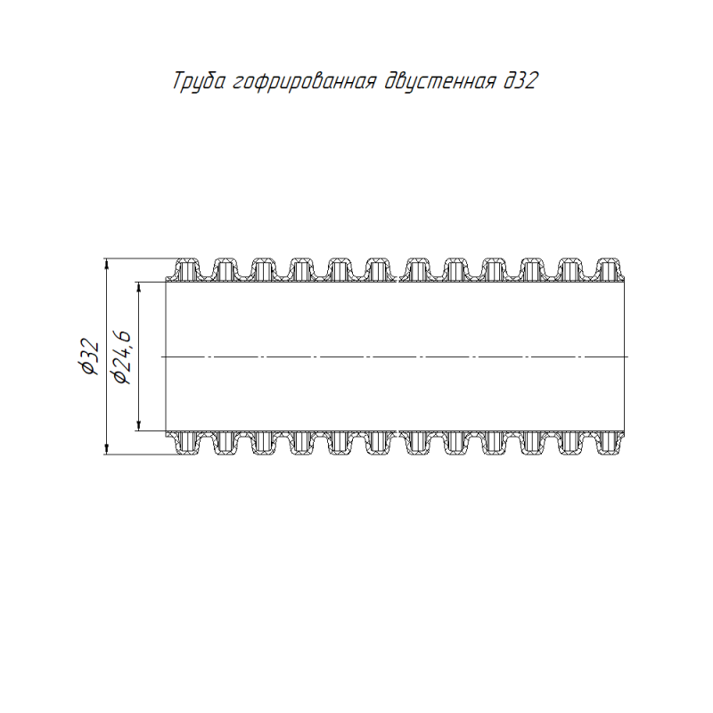 Труба гофрированная двустенная ПНД гибкая d32мм SN34 450 син. (уп.150м) Промрукав PR15.0271