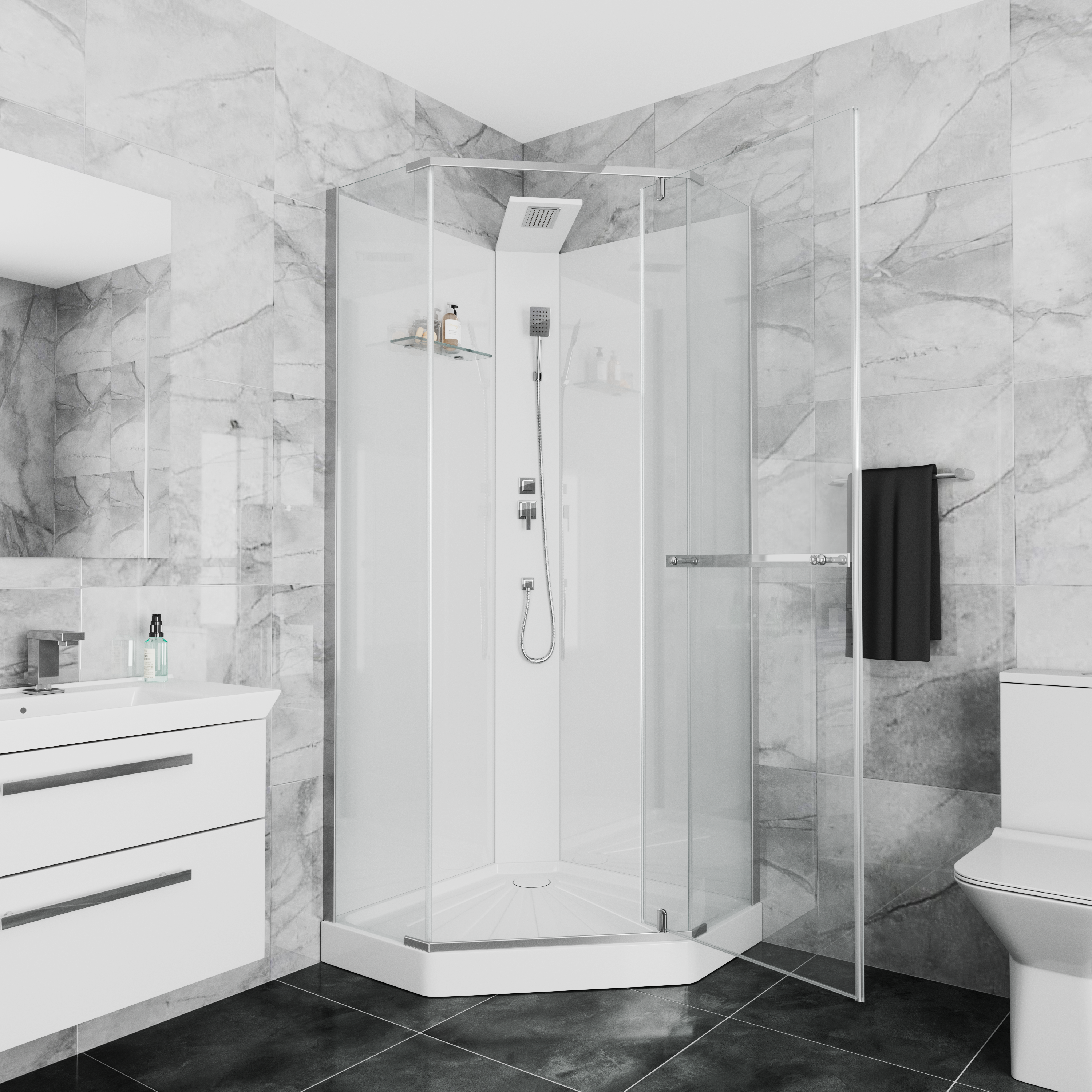 Кабина CHIKA901T душевая без крыши Ceruttispa (90x90x215-225)