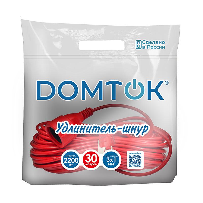 Удлинитель-шнур 1х30м с заземл. 10А IP20 2.2кВт ПВС 3х1 DOMTOK 2494