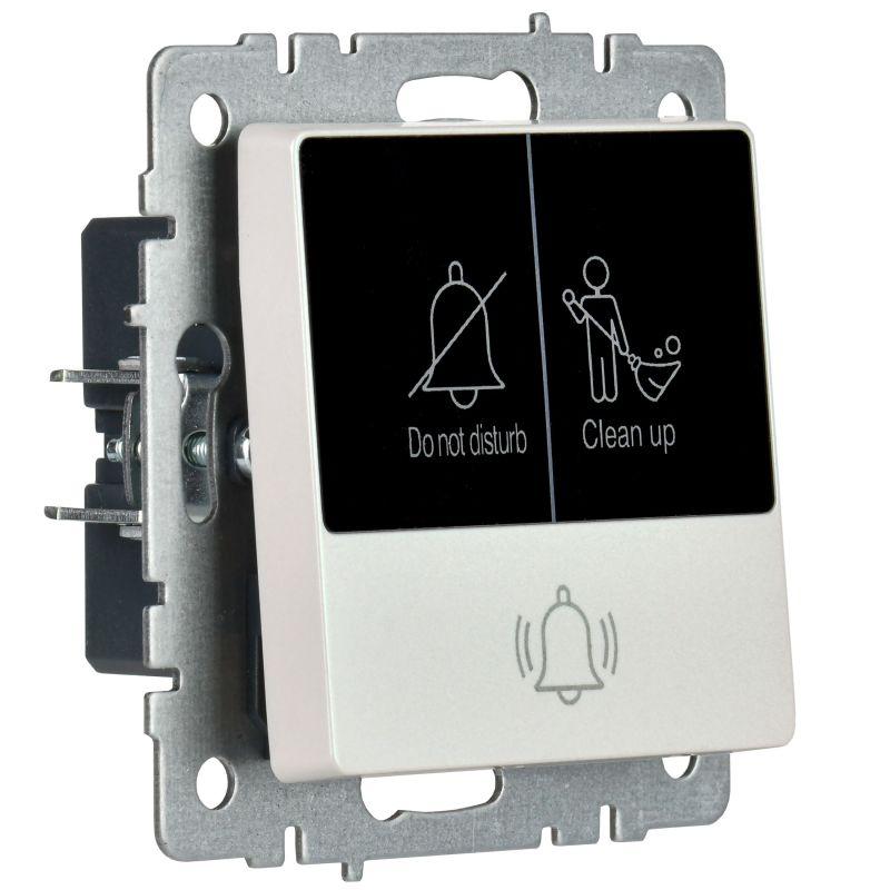 Кнопка звонка BRITE 10А ВС10-1-9-БрЖ для отелей с индик. механизм жемчуж. IEK BR-V14-2-10-K36