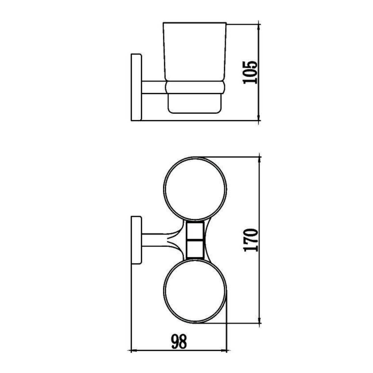 Стакан для ванной комнаты двойной Savol S-007068, хром