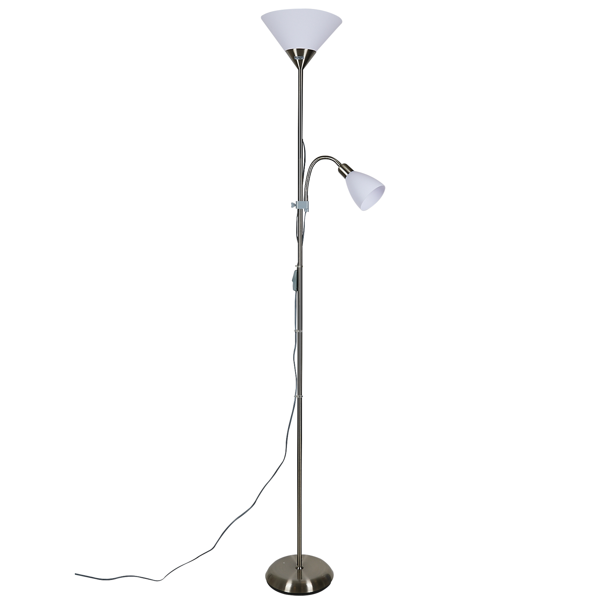 Торшер UML-T520 E27+E14 SILVER/WHITE напольный под лампу Е27 и Е14 2х60W Серебристый/Белый ТМ