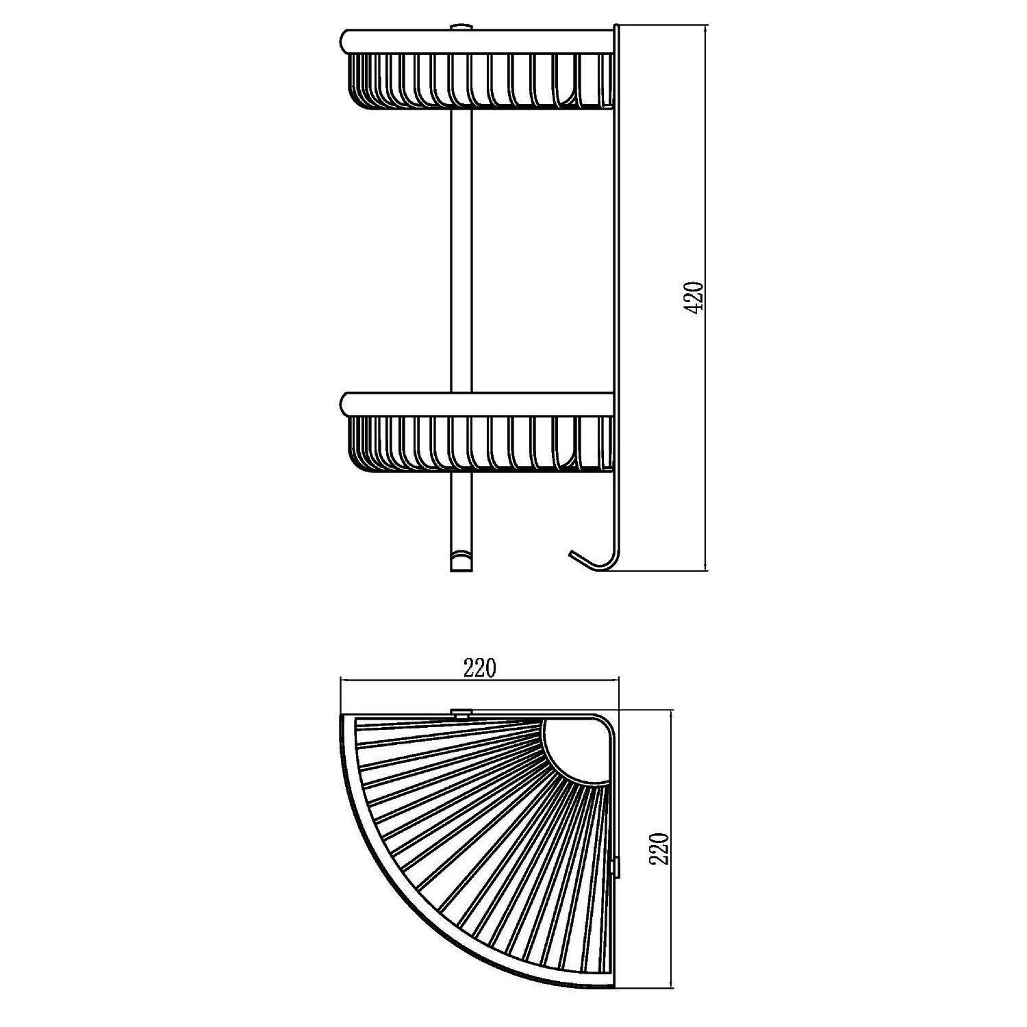 Полка угловая Savol S-005854-2, хром