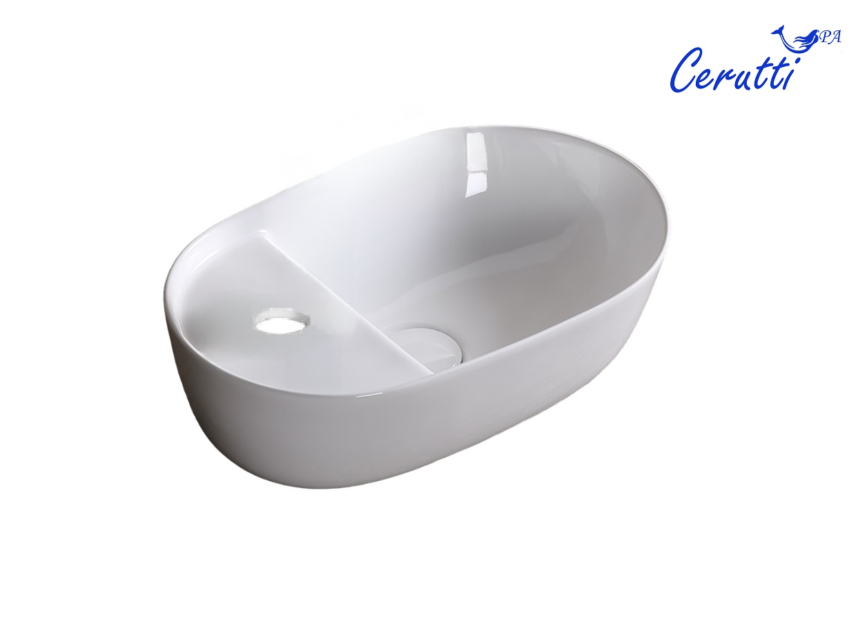 Раковина CR0050 накладная, белая, овальная, под смеситель 420х270х135 Ceruttispa