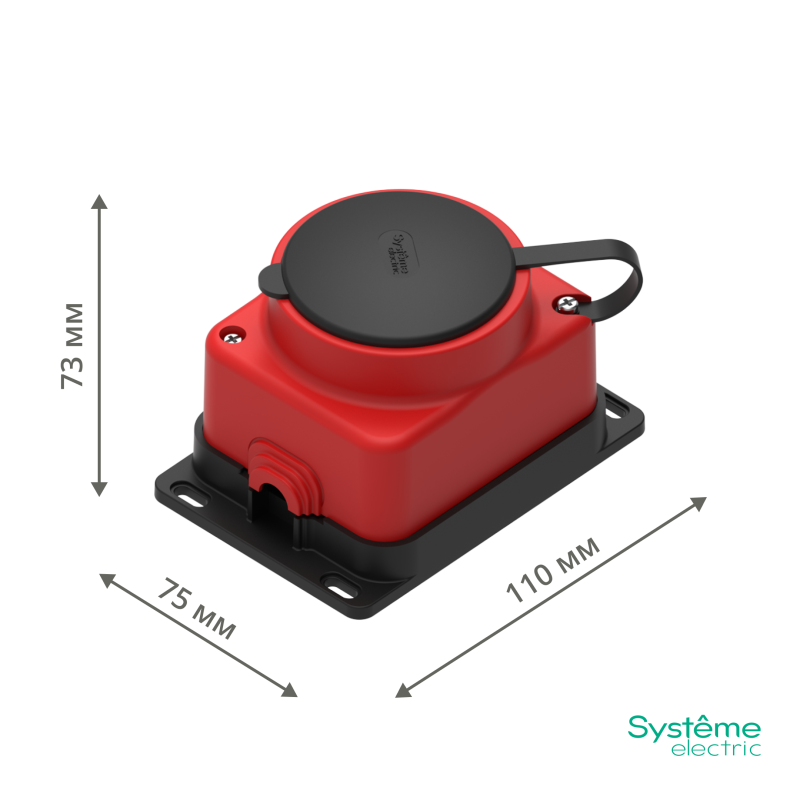 Розетка ОП MultiSet 16А 2P+E 250В IP44 каучук красн. SE MST4403RD