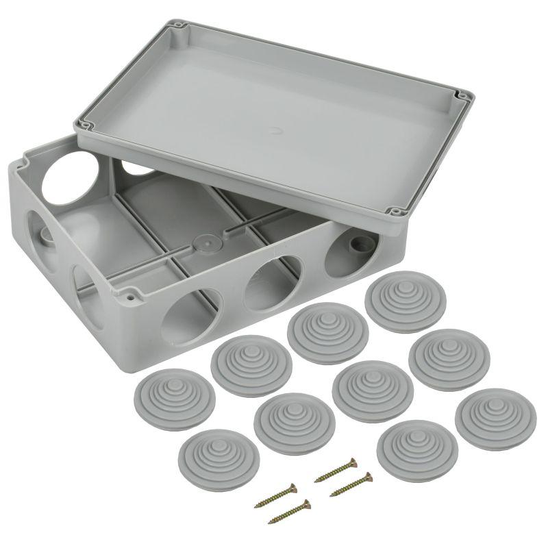 Коробка распаячная ОП 190х140х70 IP55 КМ41244 RAL7035 (10 гермовводов) IEK UKO11-190-140-070-K41-55