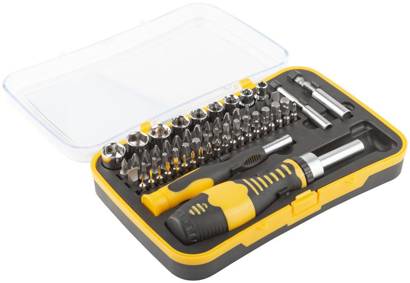 Набор отверток (реверсивная и для точных работ) набор 65шт пластиковый прорезиненный кейс FIT 56387