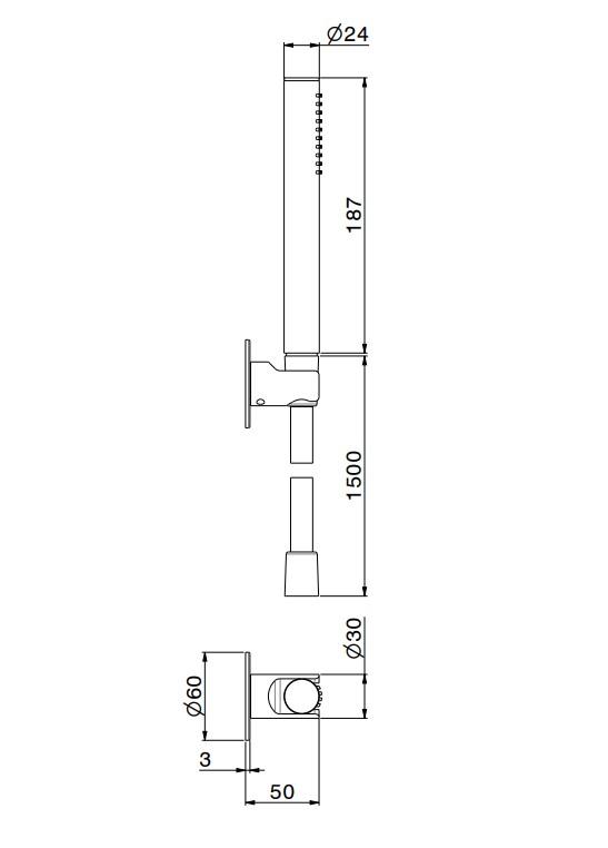 Ручной душ OLE с держателем для лейки и шлангом без выхода для подачи воды, золотой атласный