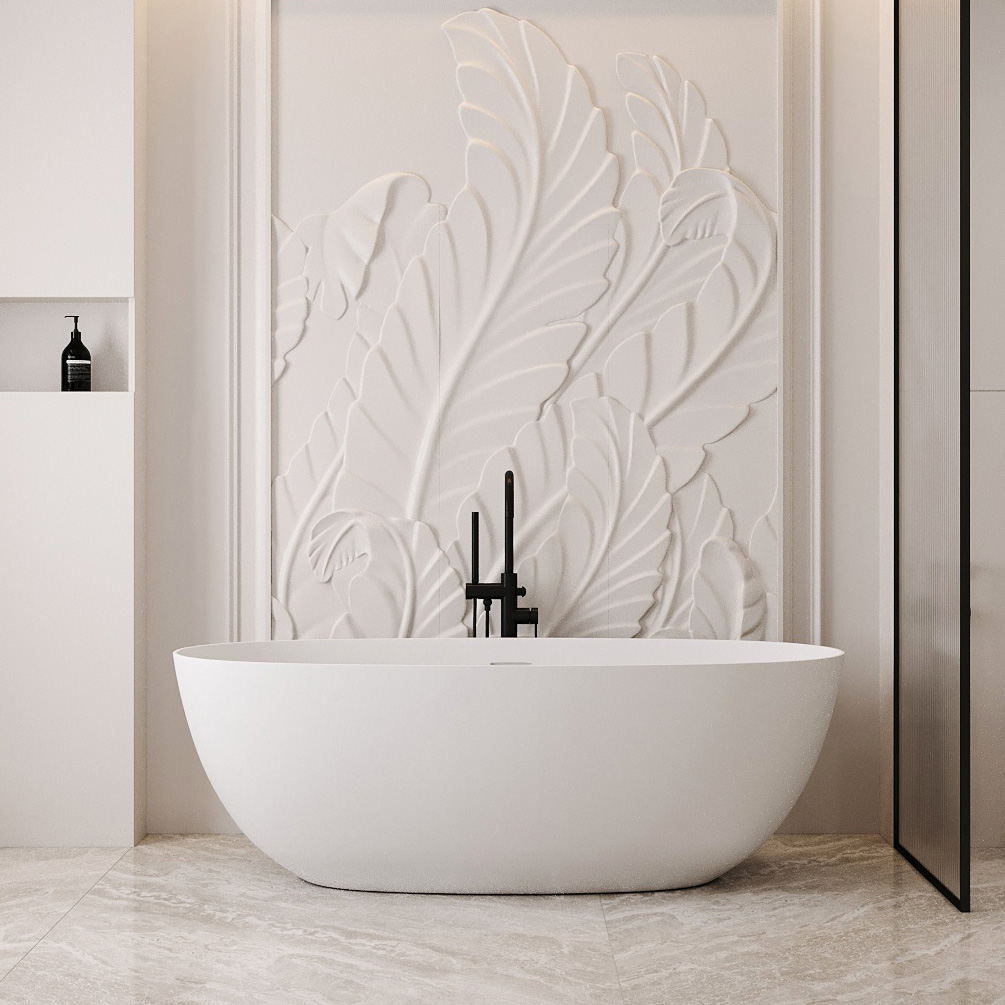 Ванна из искусственного камня ABBER Stein AS9624-1.5 белая матовая