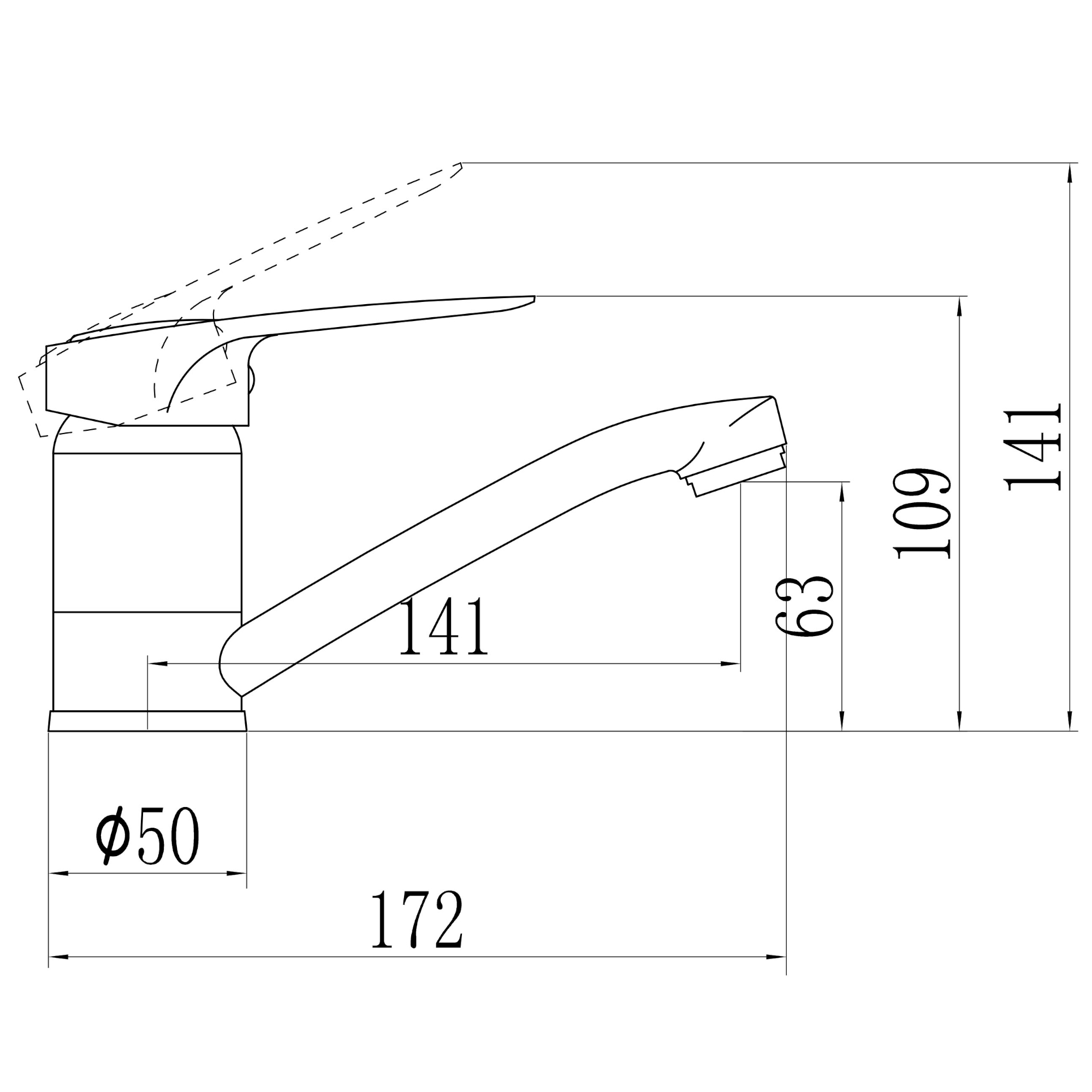 Смеситель для кухни Savol S-T4504-1, хром