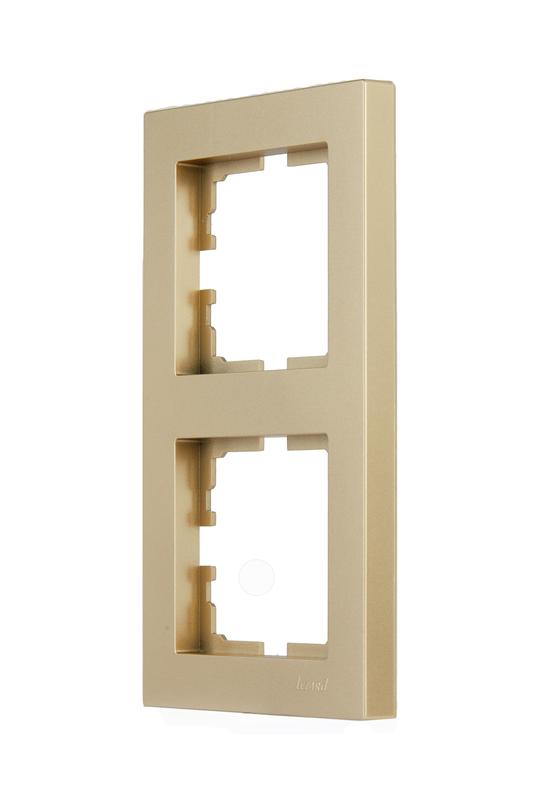 Рамка 2-м VESNA вертикал. без вставки зол. LEZARD 742-3600-152