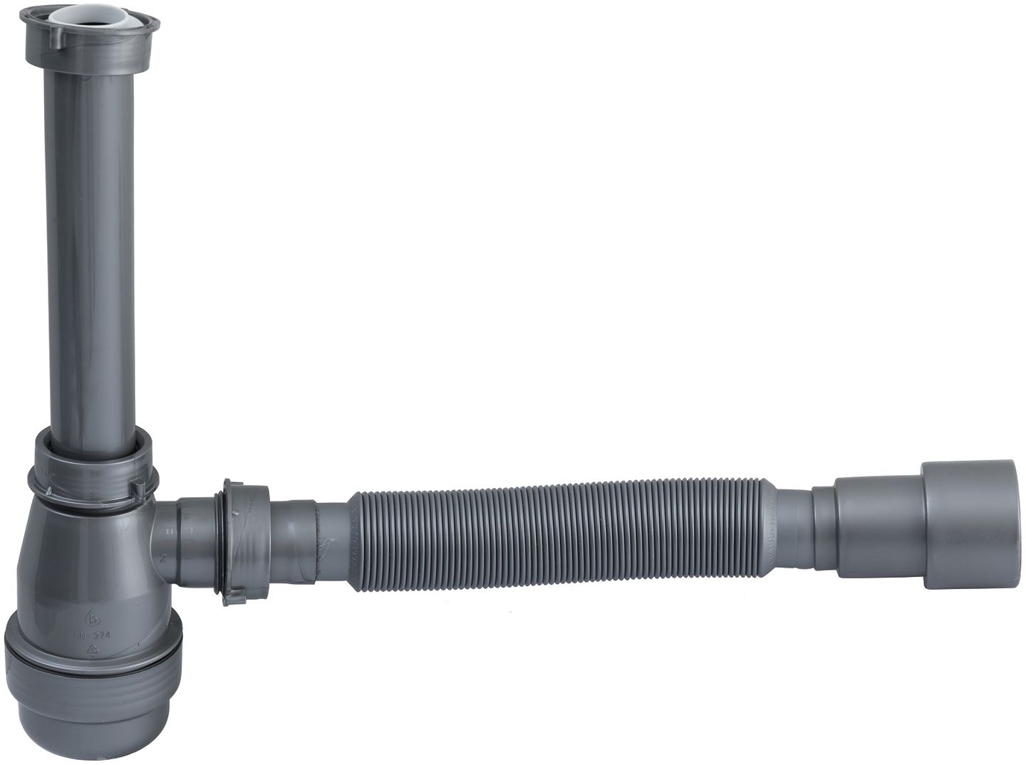 Сифон для раковины серый, d40/50, c накидной гайкой 5/4", Aquanet (332449)