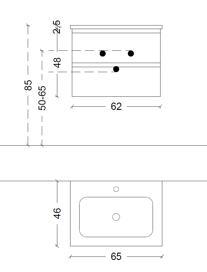 Тумба CAPOLDA 65 белая + ручка белая