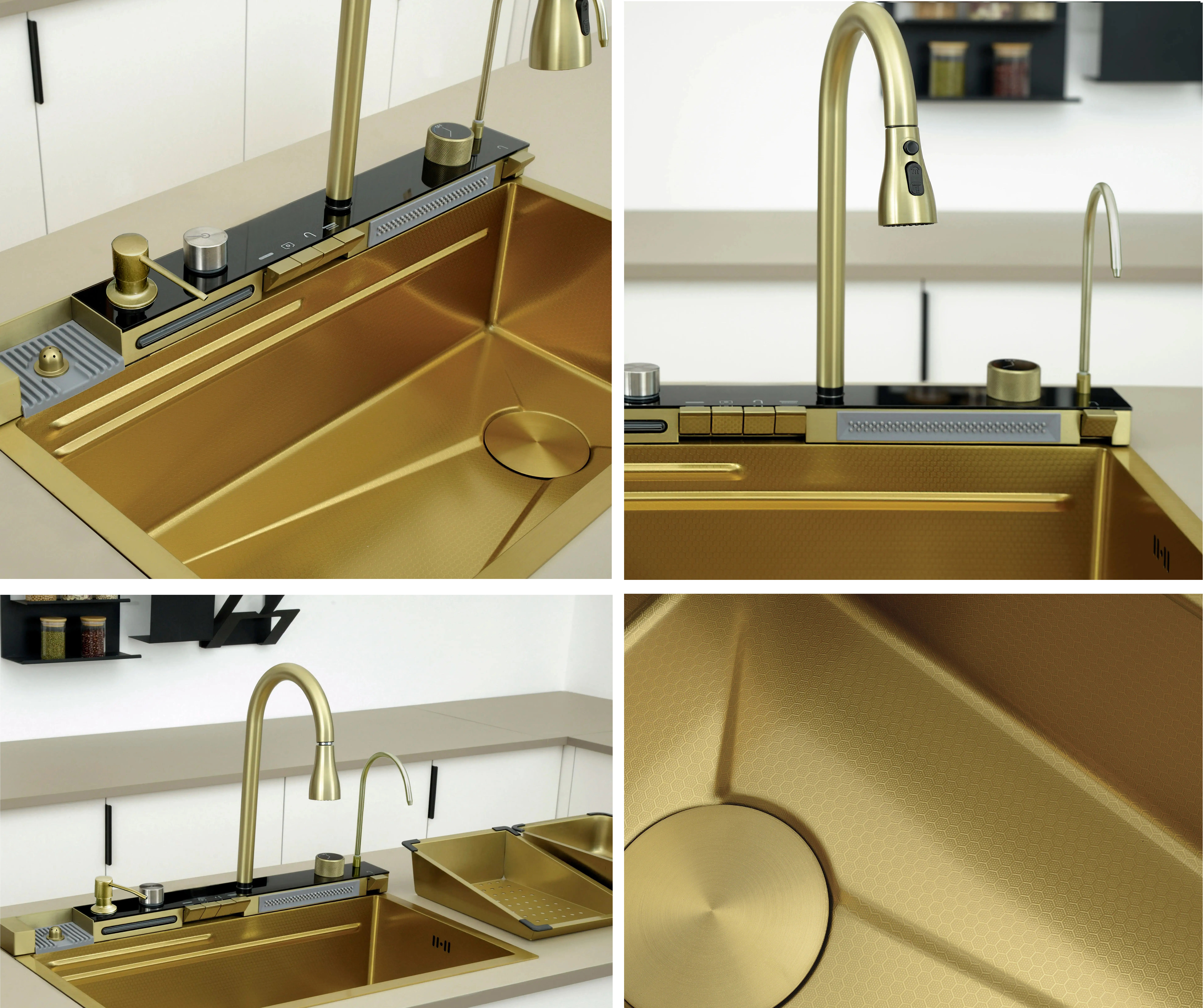 Многофункциональная мойка GLORIA Nano Gold (золото) из нержавеющей стали, кухонная (750х460х230) Ceruttispa