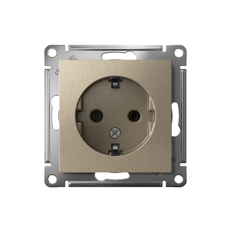 Розетка 1-м СП AtlasDesign 16А IP20 с заземл. механизм шампань SE ATN000543