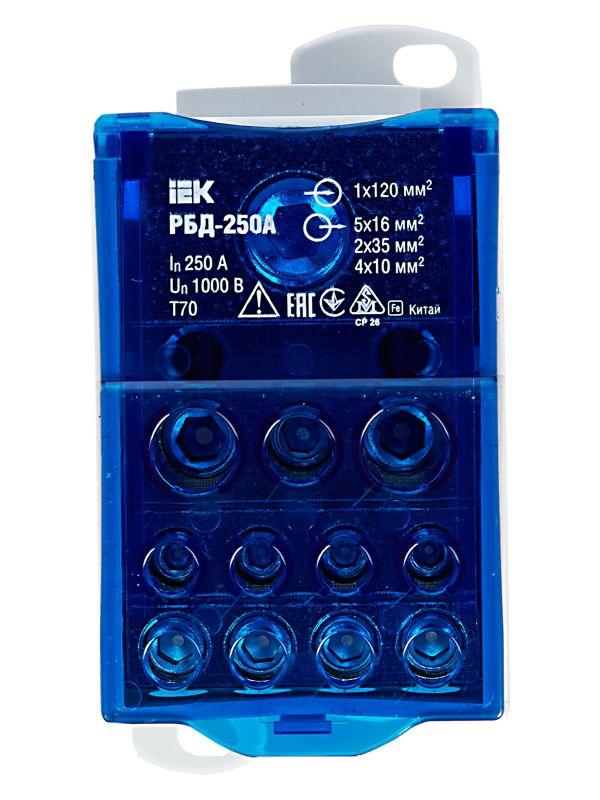 Блок распределительный на DIN-рейку РБД-250А IEK RBD-250
