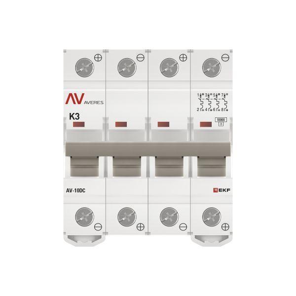 Выключатель автоматический модульный 4п K 3А 10кА AV-10 DC AVERES EKF mcb10-DC-4-03K-av