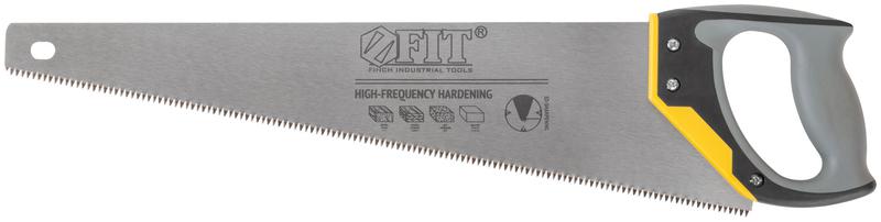 Ножовка по дереву средний каленый зуб 7 ТPI 3D заточка 3К пласт.прорезиненная ручка профи 500мм FIT 40453