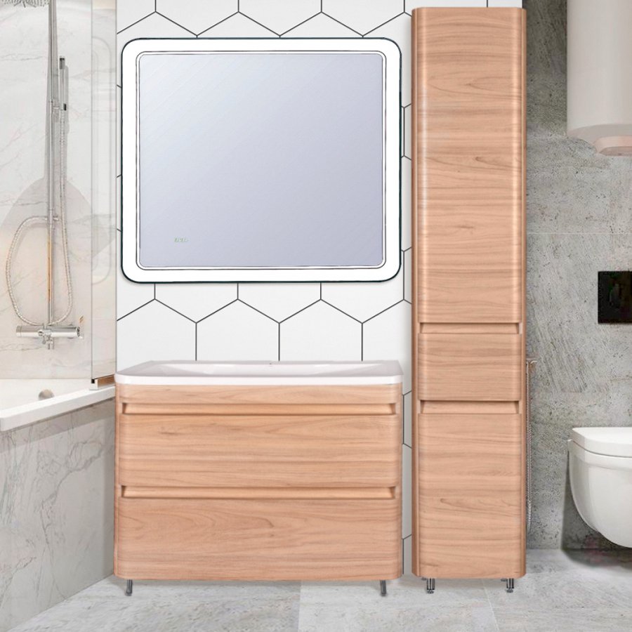 Тумба напольная "Атлантика 70", Люкс ясень перламутр, PLUS