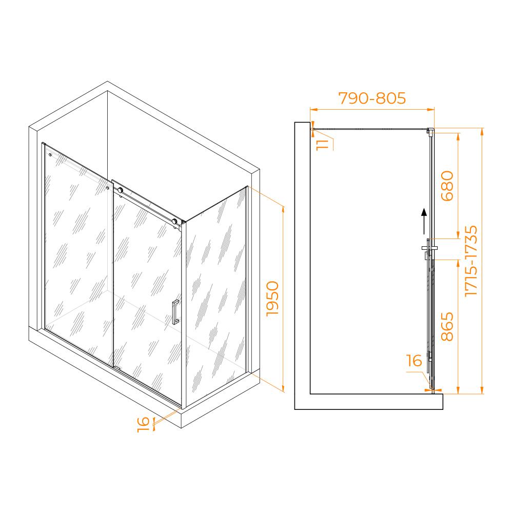 Душевой уголок RGW TO-44-1 (TO-14 + Z-060-2), 020744178-11
