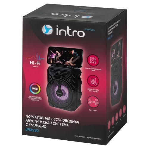 Колонка портативная BRW290 bluetooth беспроводная акустическая черн. Intro Б0057182
