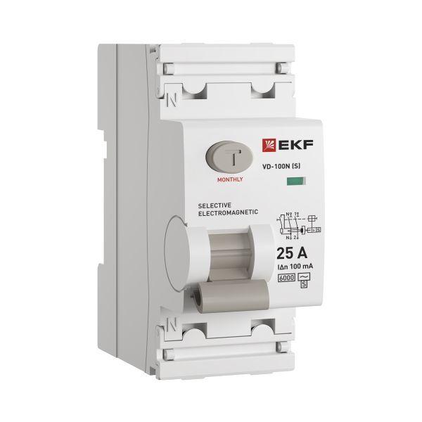 Выключатель дифференциального тока 2п 25А 100мА тип AC 6кА ВД-100N (S) электромех. PROxima EKF E1026MS25100