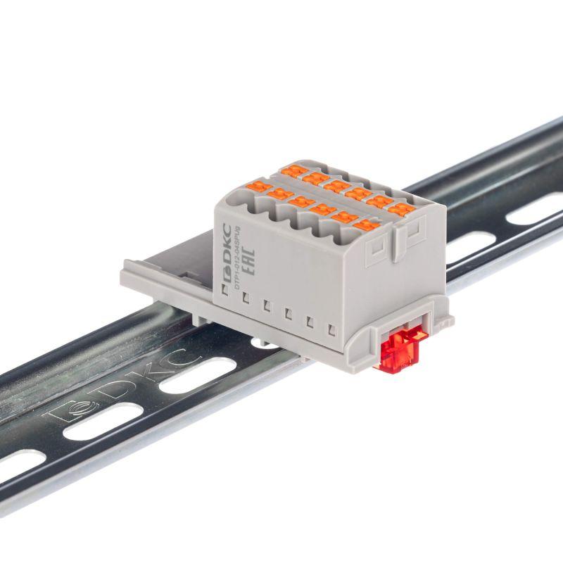 Блок распределительный зажим push-in 12 точек подключения 25кв.мм сер. DKC DTP1-012-04SPUG