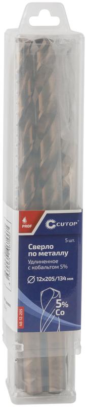 Сверло по металлу удлиненное Profi с кобальтом 5% 12х205мм (уп.5шт) Cutop 48-12-205