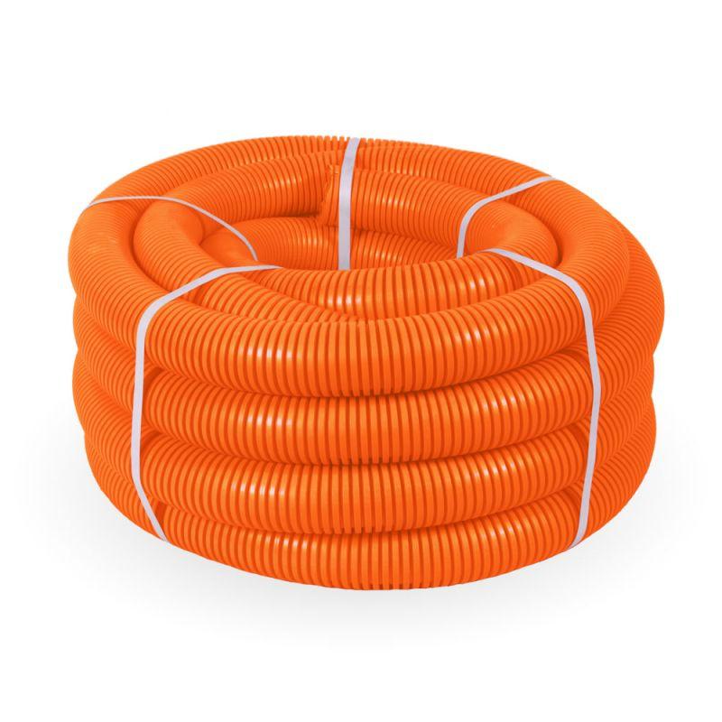 Труба гофрированная ПНД тяжелая d50мм 750 Н безгалоген. (HF) (уп.15 м) Промрукав PR02.0212