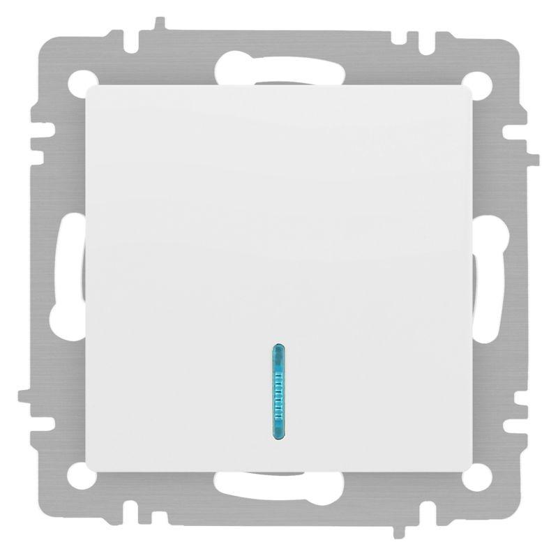 Выключатель 1-кл. СП Accent 6-102-01М 10А IP20 250В с подсветкой AL/CU бел. матов. Intro Б0063466