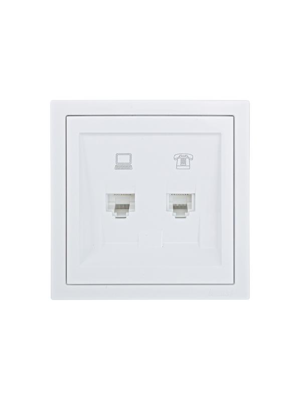 Розетка компьютер+телефон СП ZIMA бел. LEZARD 704-0288-143