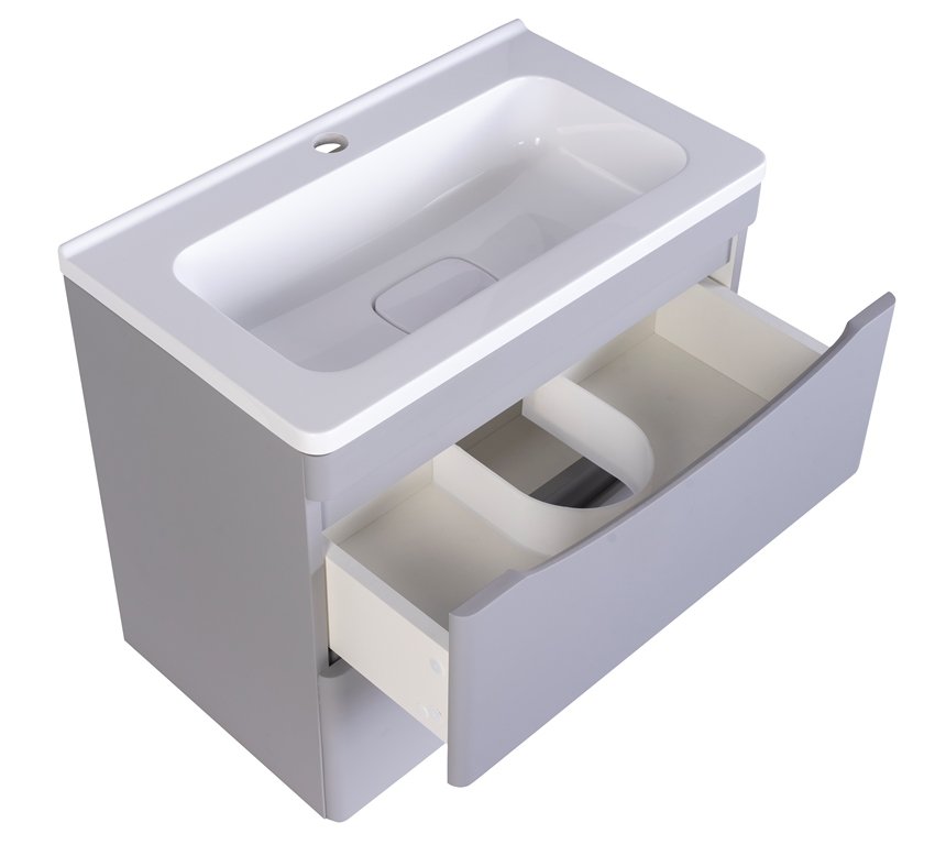 Тумба подвесная "Бергамо мини 60" (2 ящ.) Люкс антискрейтч серый, PLUS