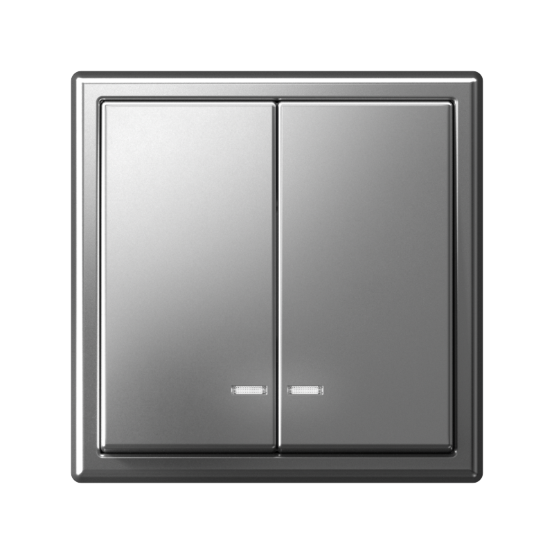 Выключатель 2-кл. ArtGallery (сх. 5а) 10AX с подсветкой быстрозажим. клем. механизм сталь SE GAL000953S