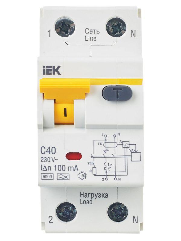 Выключатель автоматический дифференциального тока 2п (1P+N) C 40А 100мА тип A 6кА АВДТ-32 KARAT IEK MAD22-5-040-C-100