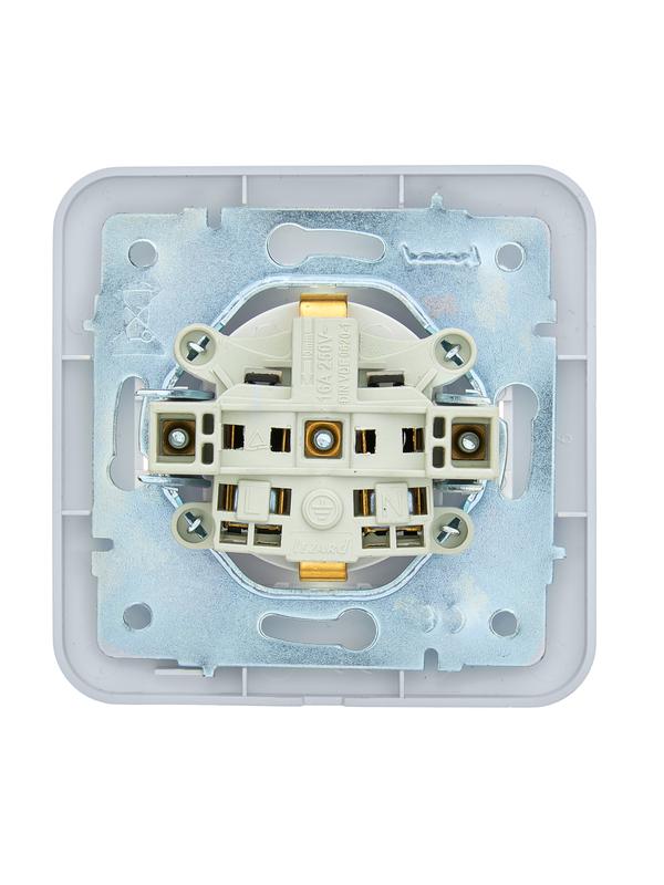 Розетка 1-м СП ASTI 16А IP20 с заземл. защ. шторки термопласт в сборе бел. LEZARD 7081-0202-124B