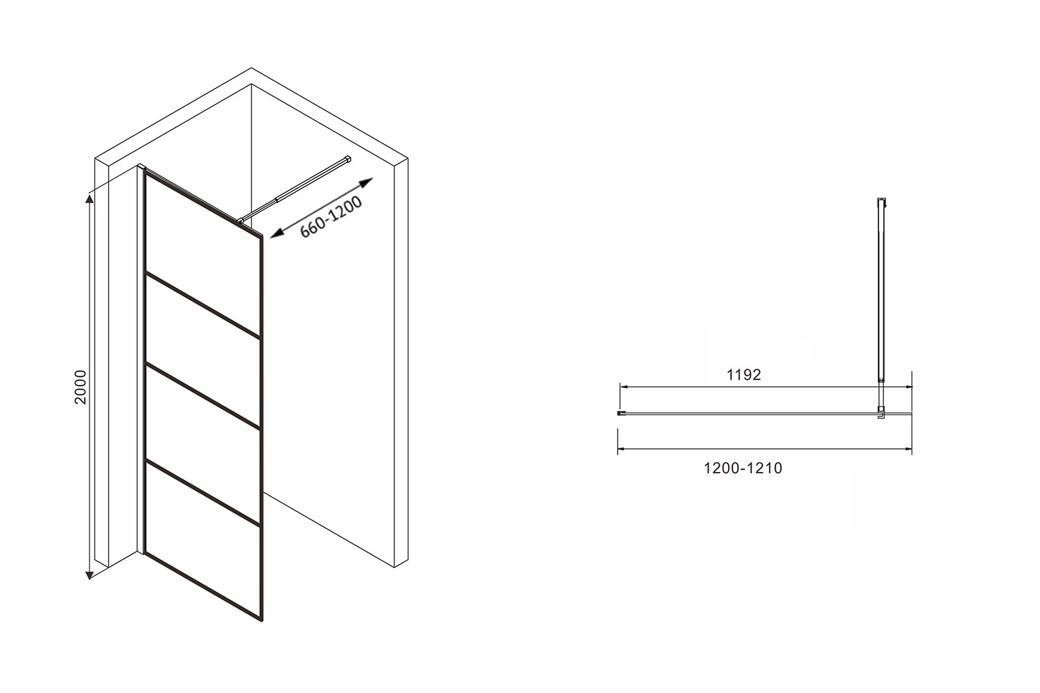 Душевая перегородка ABBER Immer Offen AG65120B