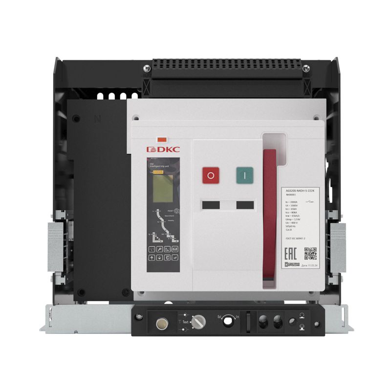 Выключатель автоматический воздушный 4п 1600А 80кА YON AGS16S типоразмер N расцепитель 3H выкатн. управление 220В AC горизонт. подкл. DKC AGS16S-N4DH-6-222K