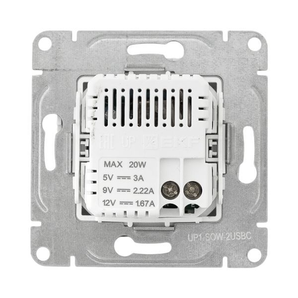 Розетка 2-м СП Эпика USB-C механизм бел. EKF UP1-SOW-2USBC