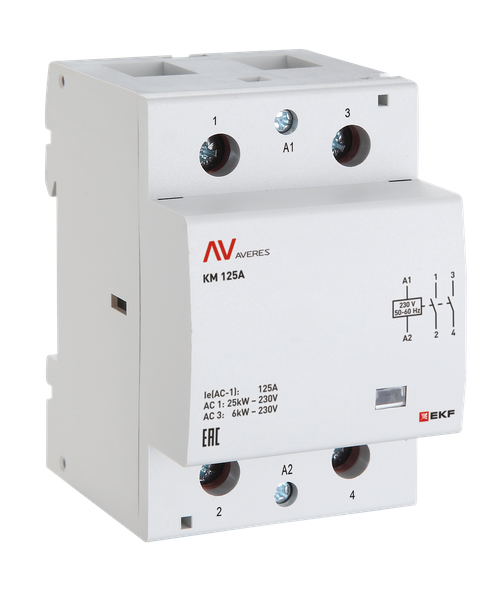 Контактор модульный КМ 40А 4NO 24В AC (3 мод.) AVERES EKF km-av-3-40-40-24V