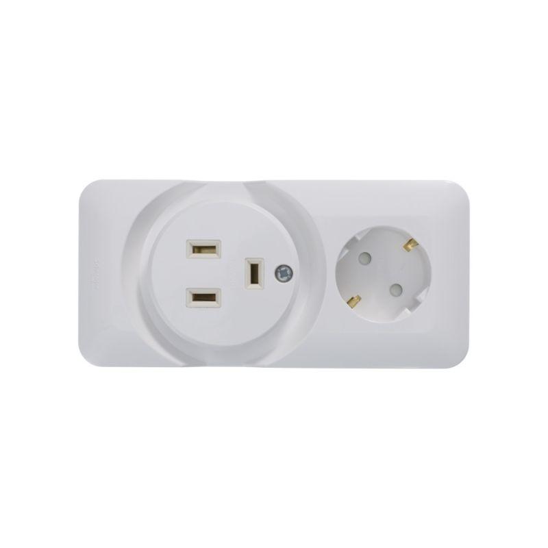 Розетка 2-м ОП Blanca / Прима 250В комбинир. для электроплиты 32А+силовая 16А (опт. упак.) бел. SE RA32-211R-B